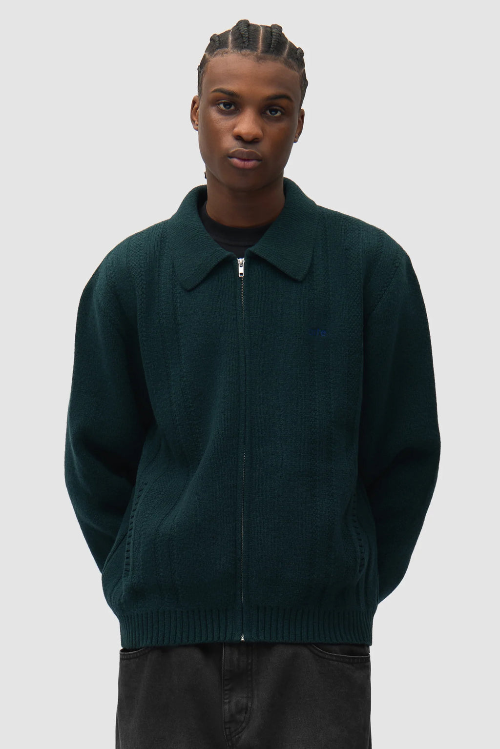 Arte - Cardigan Cable Knit Zip Vert