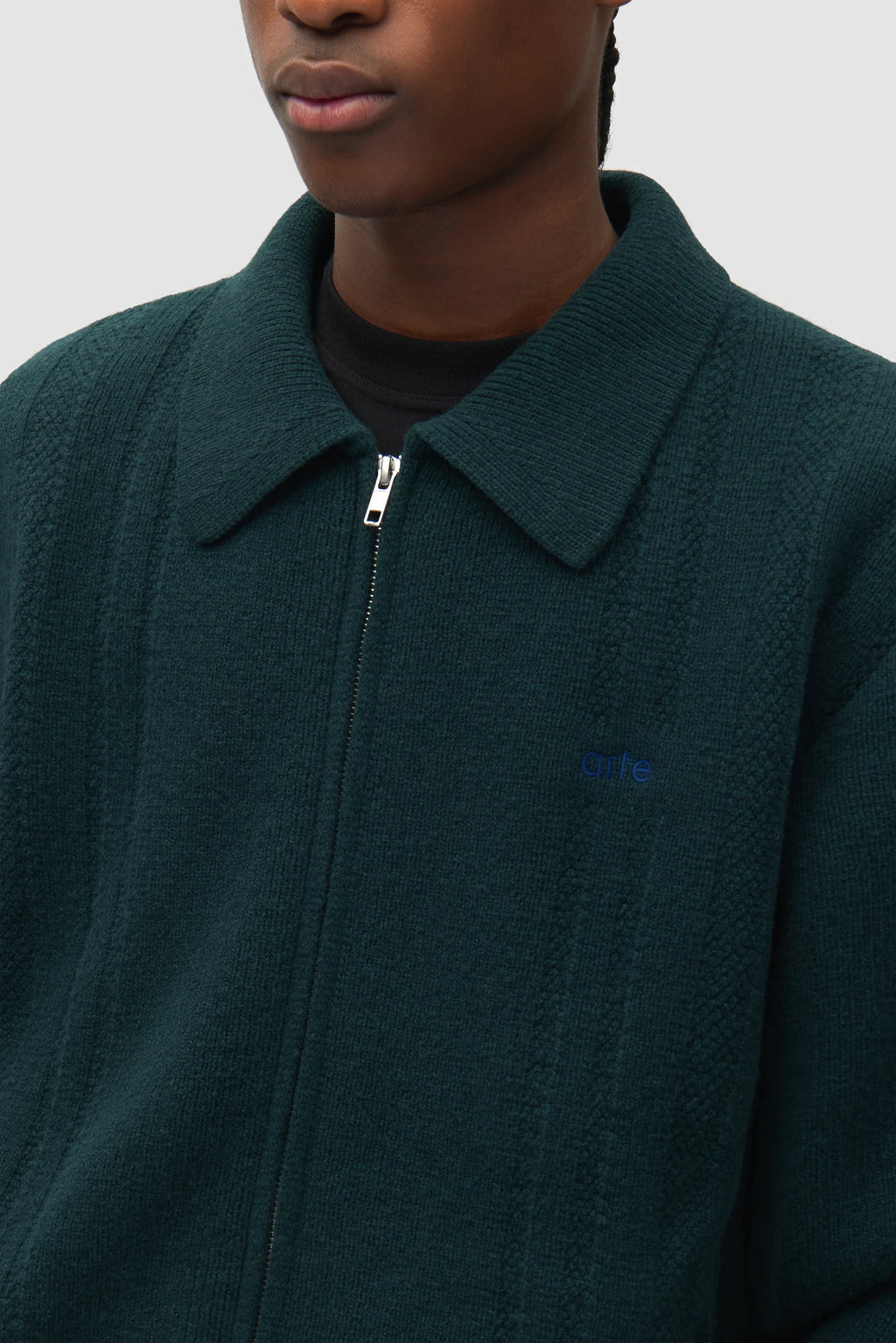 Arte - Cardigan Cable Knit Zip Vert