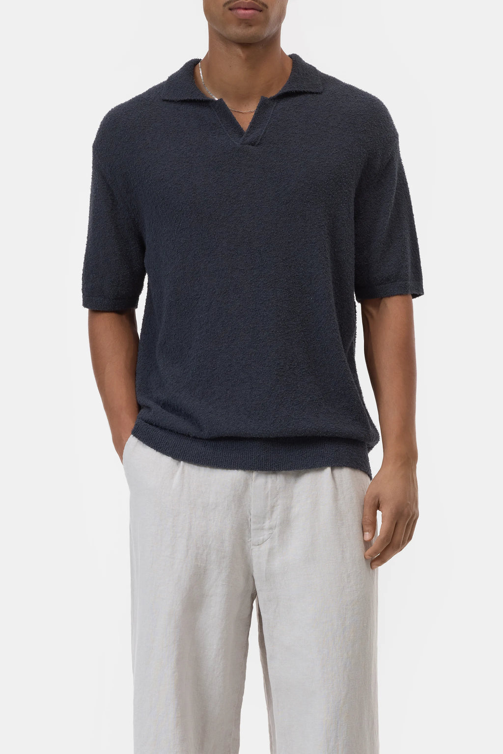 Closed - Polo en coton texturé Magma Black