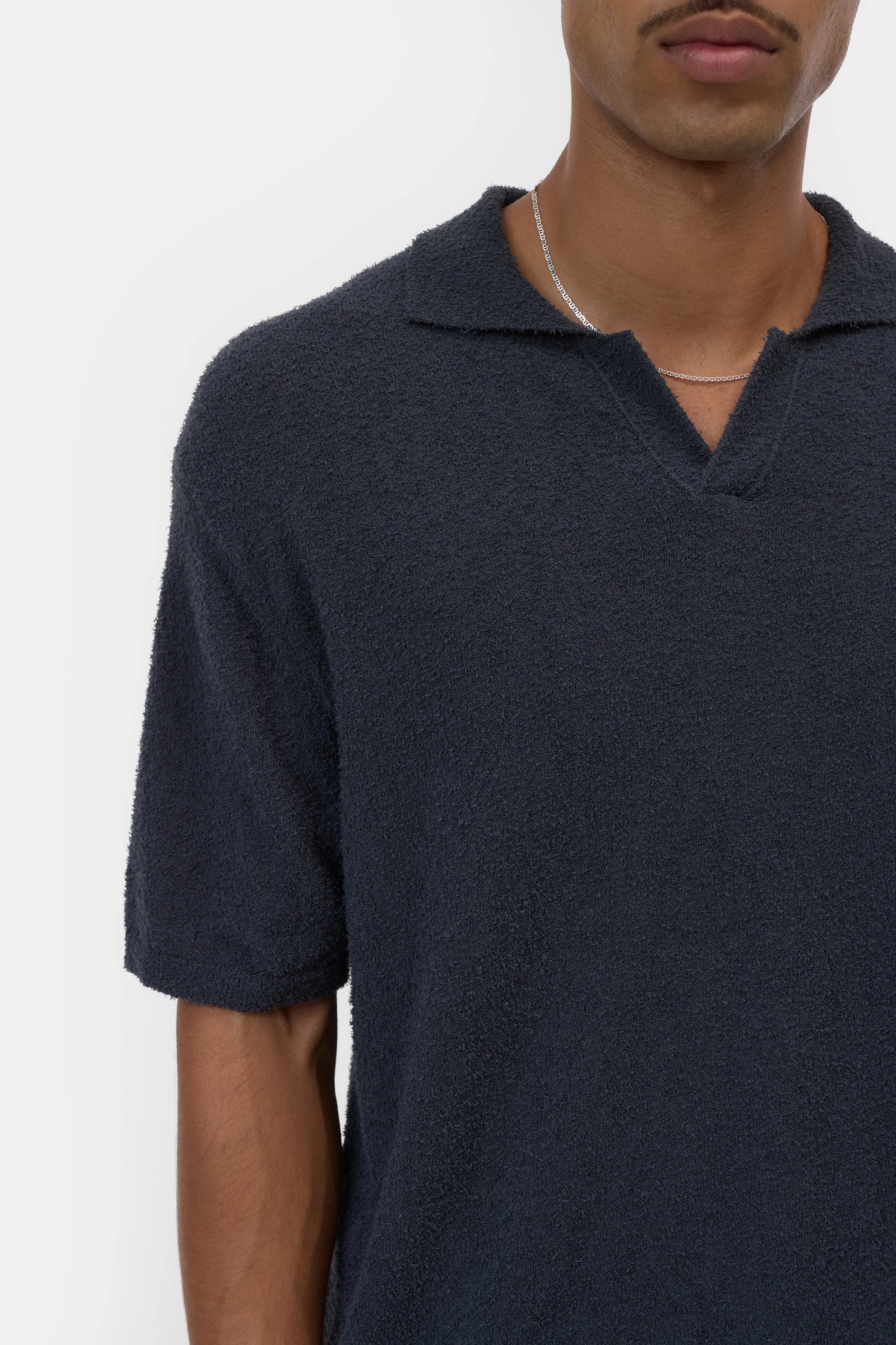 Closed - Polo en coton texturé Magma Black