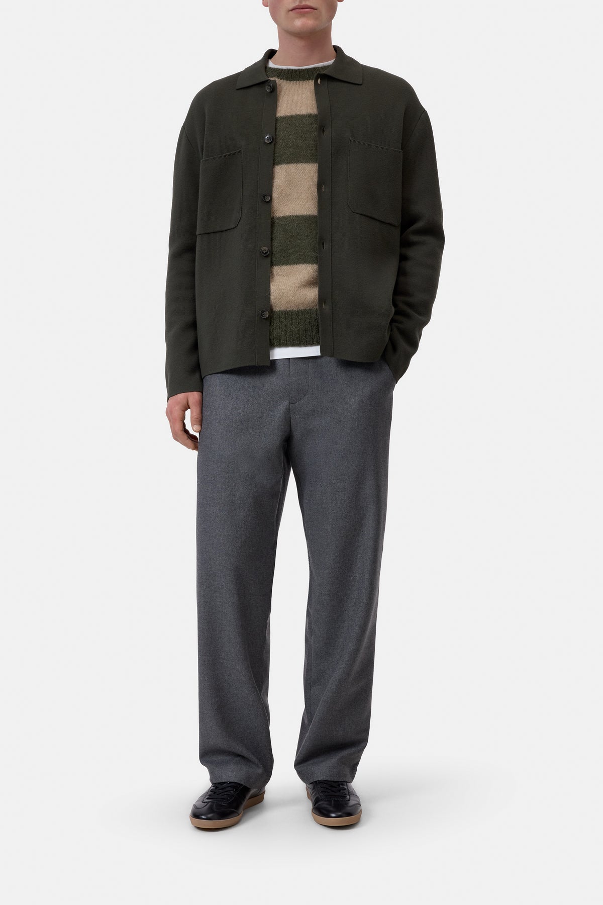 Closed - Polo Cardigan en coton Dark Olive Green