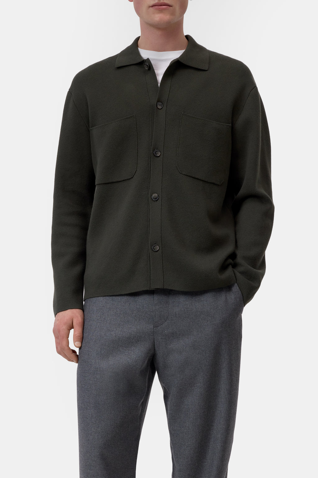 Closed - Polo Cardigan en coton Dark Olive Green