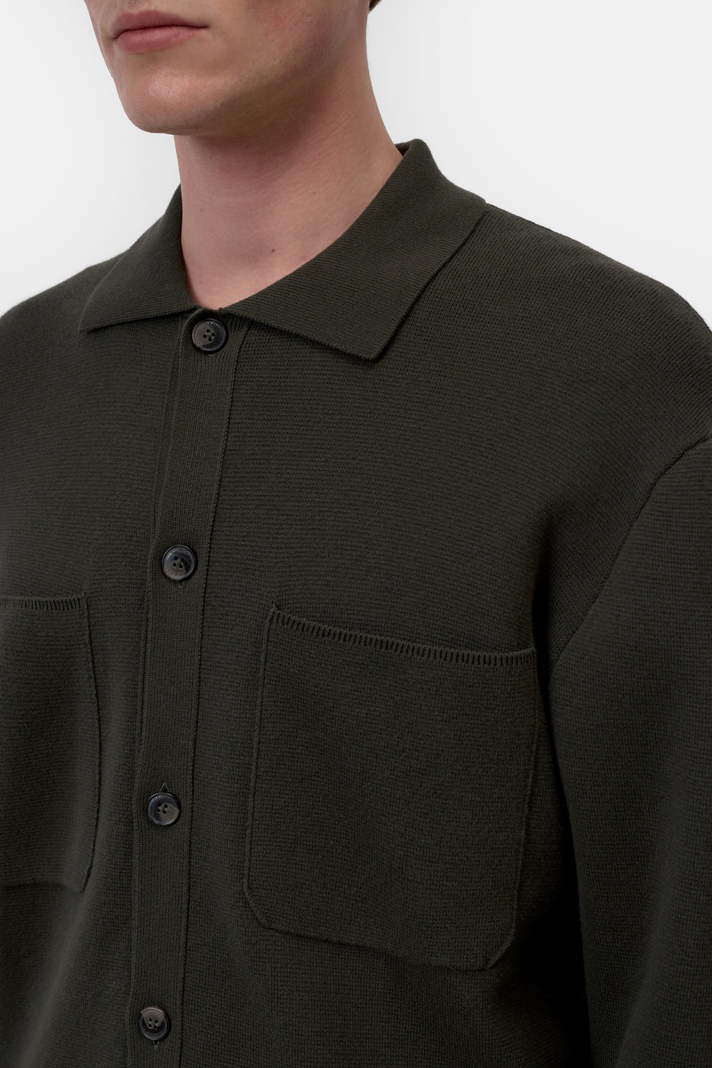 Closed - Polo Cardigan en coton Dark Olive Green