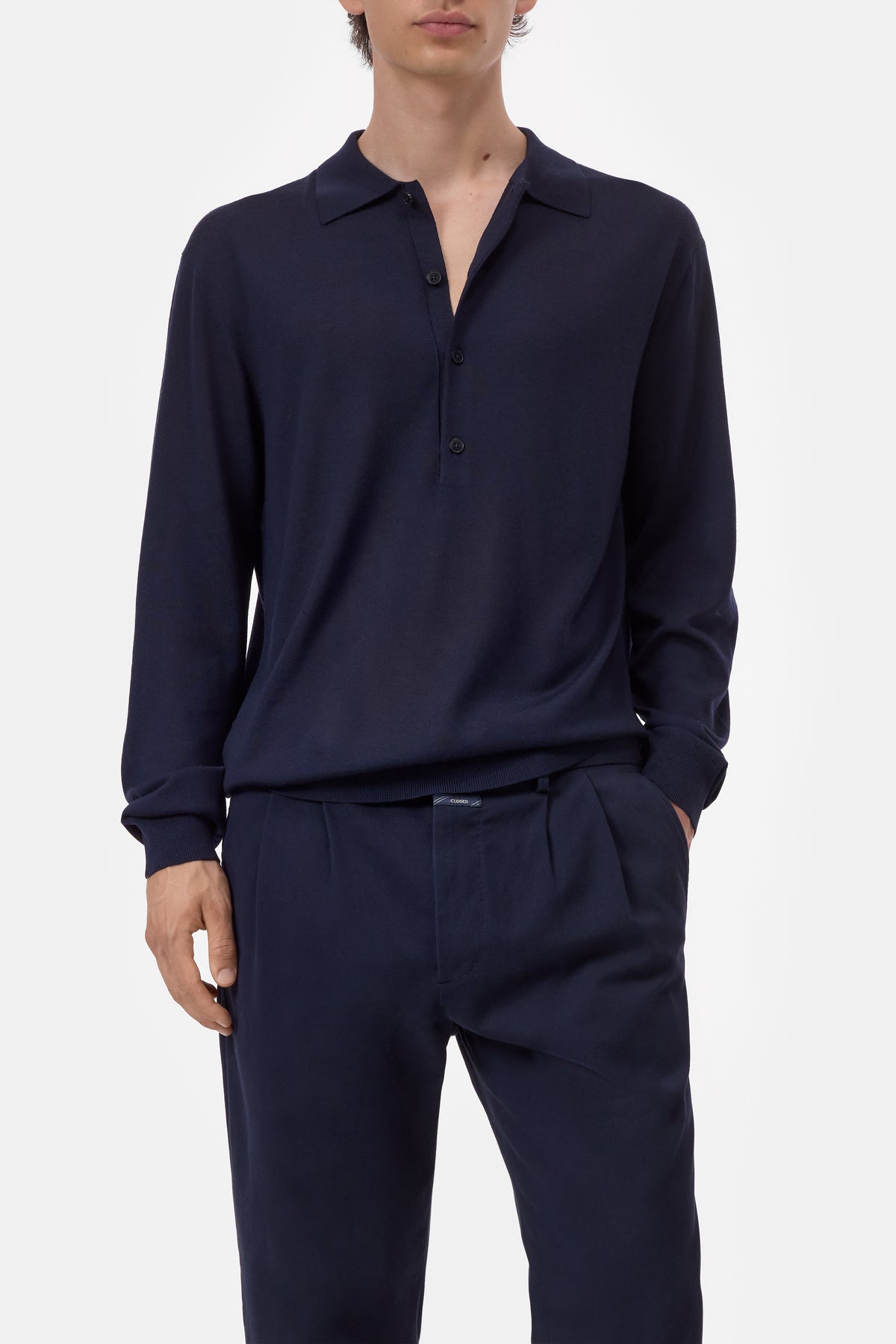 Closed - Polo Jumper en laine Dark Night