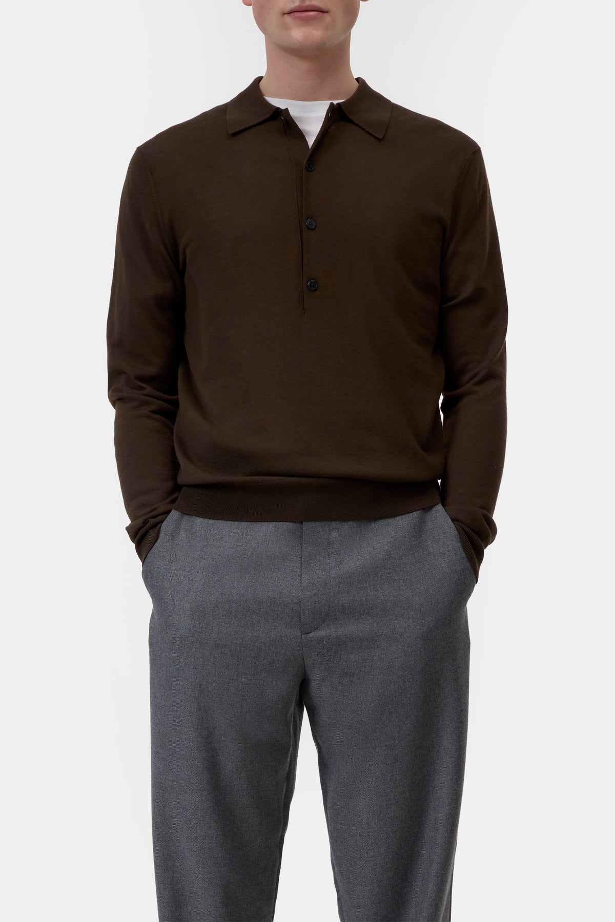Closed - Polo Jumper en laine Espresso Brown