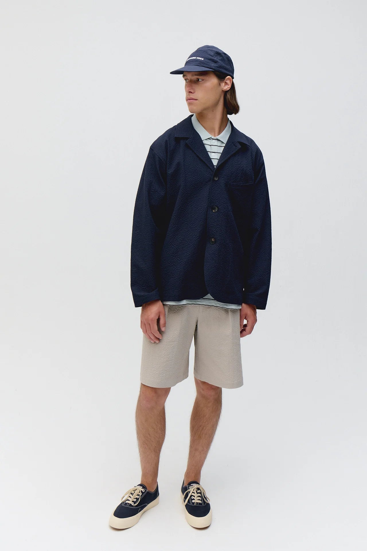 UNFEIGNED - Veste Technical city blazer Seersucker Dark Navy