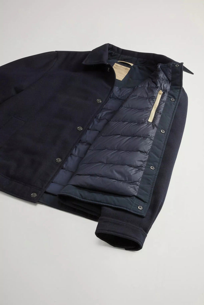 Woolrich - Surchemise Keating en Laine Melton Blue