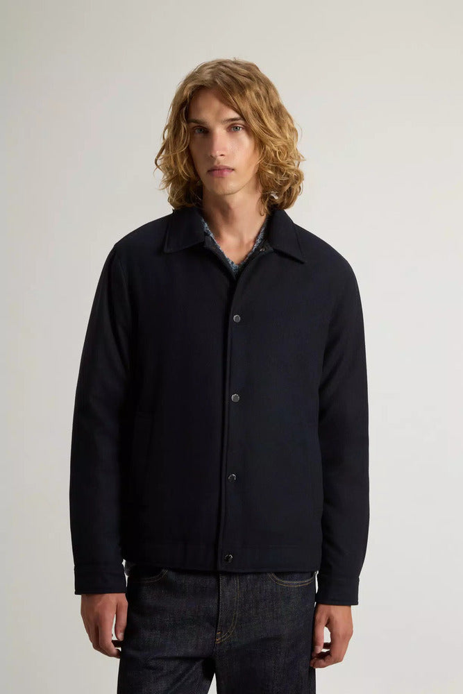 Woolrich - Surchemise Keating en Laine Melton Blue