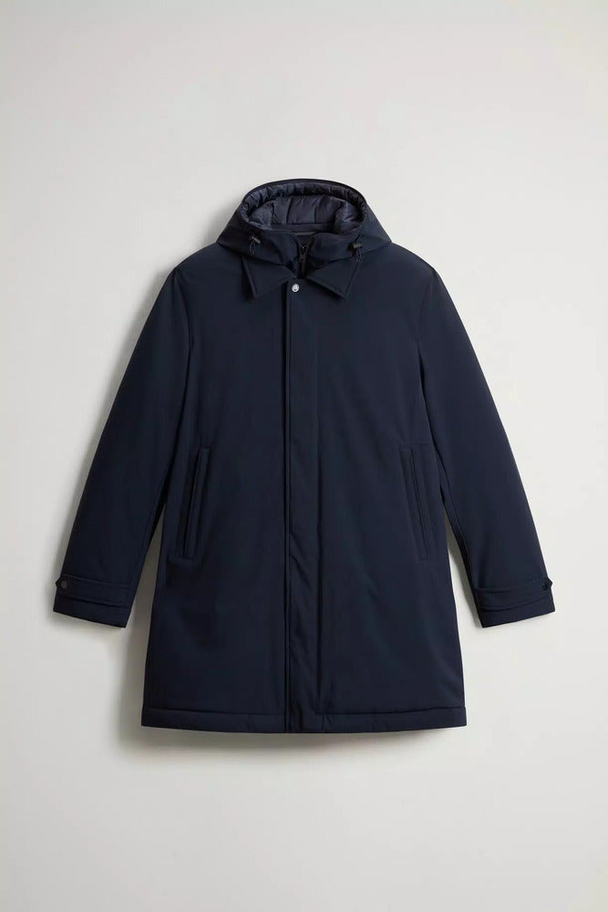 Woolrich - Manteau 2-en-1 en nylon élastique melton blue