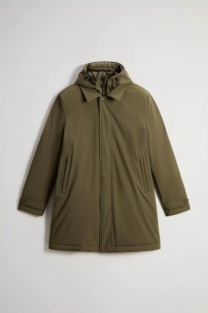 Woolrich - Manteau 2-en-1 en nylon élastique dark green