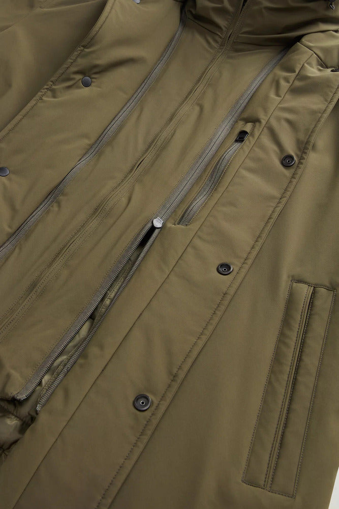 Woolrich - Manteau 2-en-1 en nylon élastique dark green