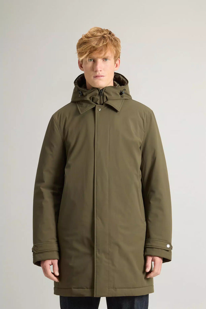Woolrich - Manteau 2-en-1 en nylon élastique dark green