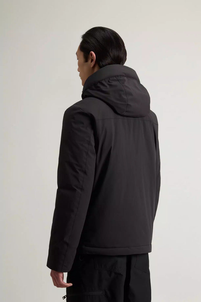 Woolrich - Veste rembourée en nylon élastique à capuche amovible Black
