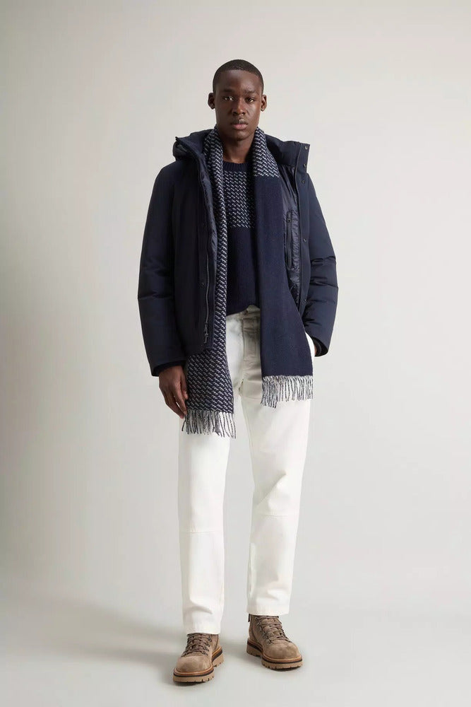 Woolrich - Veste rembourrée en nylon avec capuche amovible melton blue