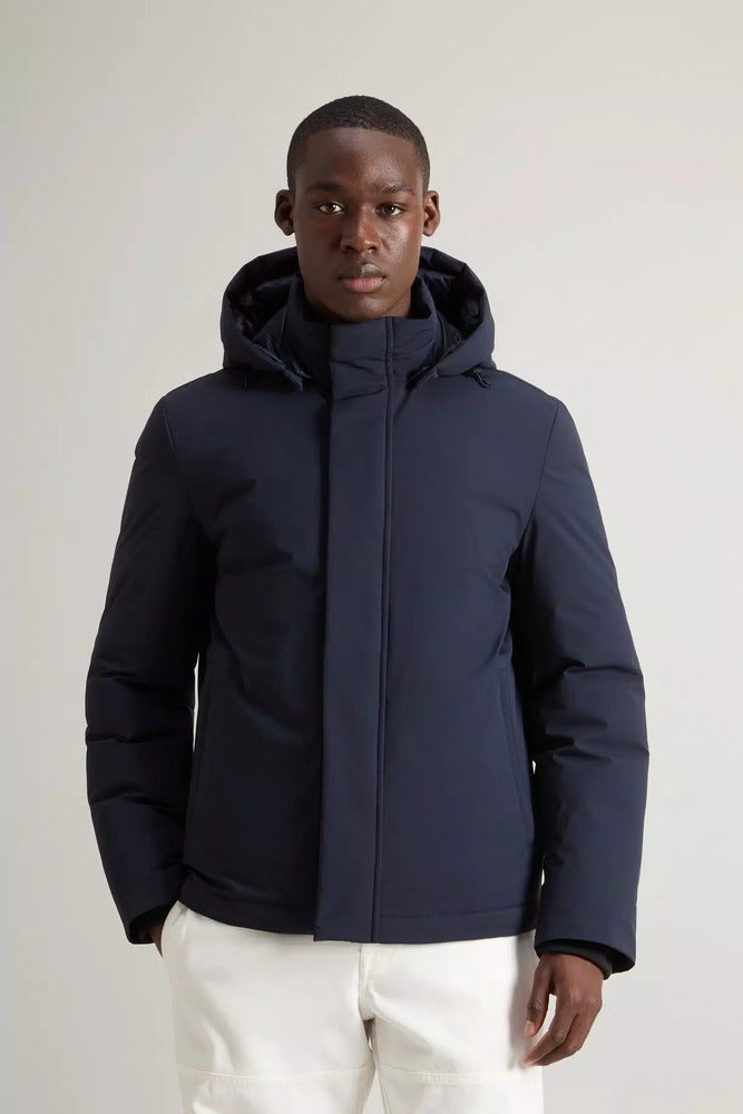 Woolrich - Veste rembourrée en nylon avec capuche amovible melton blue