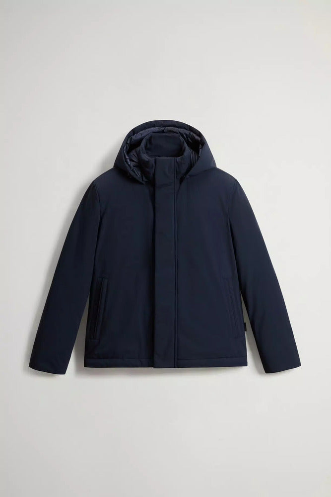 Woolrich - Veste rembourrée en nylon avec capuche amovible melton blue