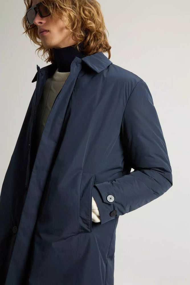 Woolrich - Manteau Teint en Piéce en peached Touch Melton Blue