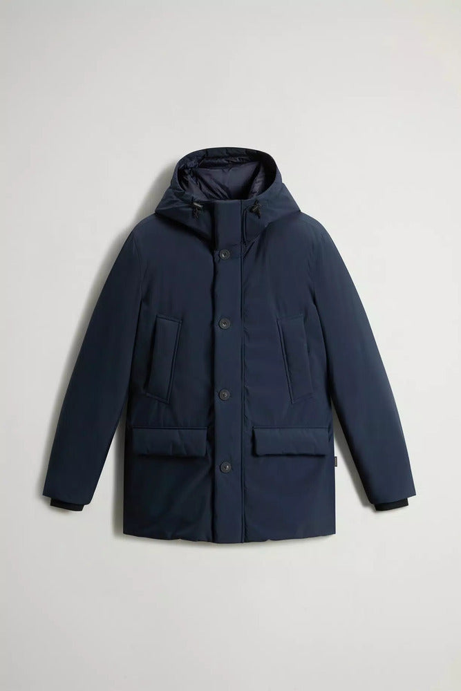 Woolrich - Parka Arctic Cloud avec capuche Melton Blue