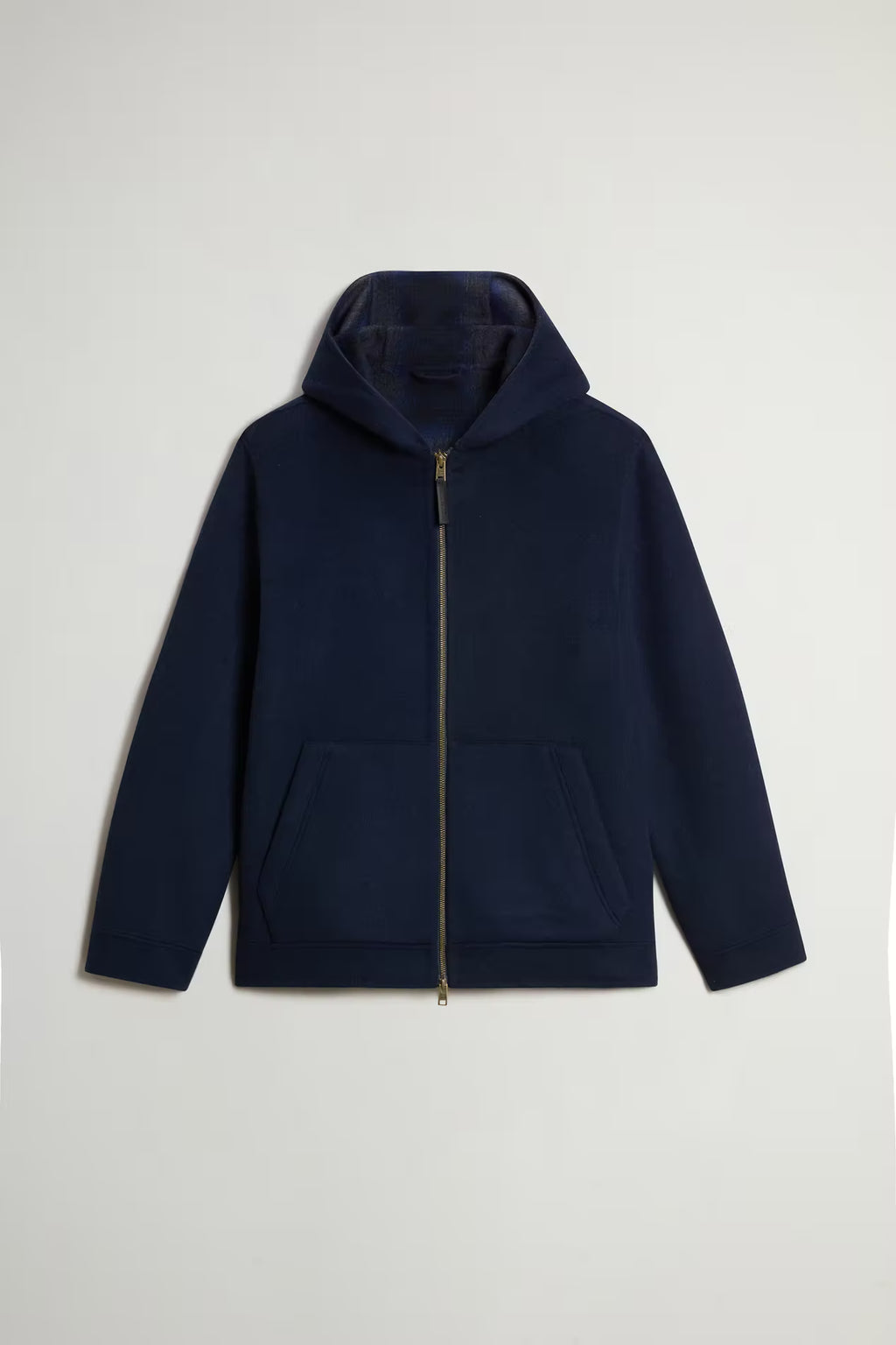 Woolrich - Veste Zippée à capuche en laine Melton Blue
