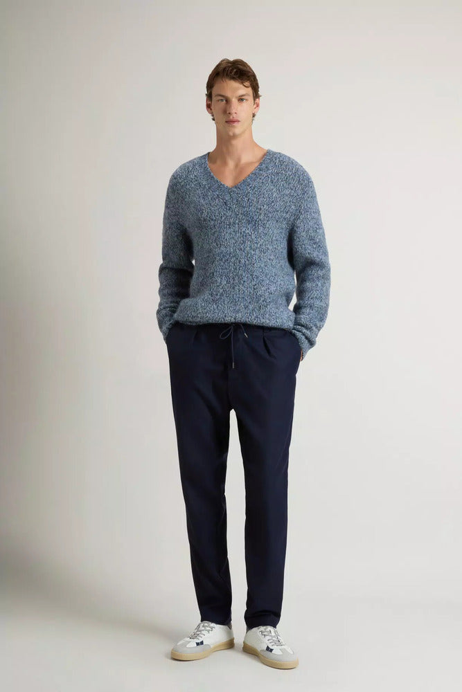 Woolrich - Pantalon Milton en Flanelle de laine Melton Blue