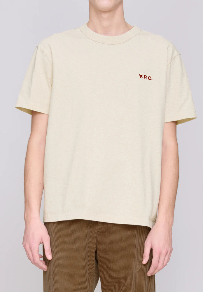 A.P.C. - T-shirt Boxy Petit VPC écru chiné / Rouge