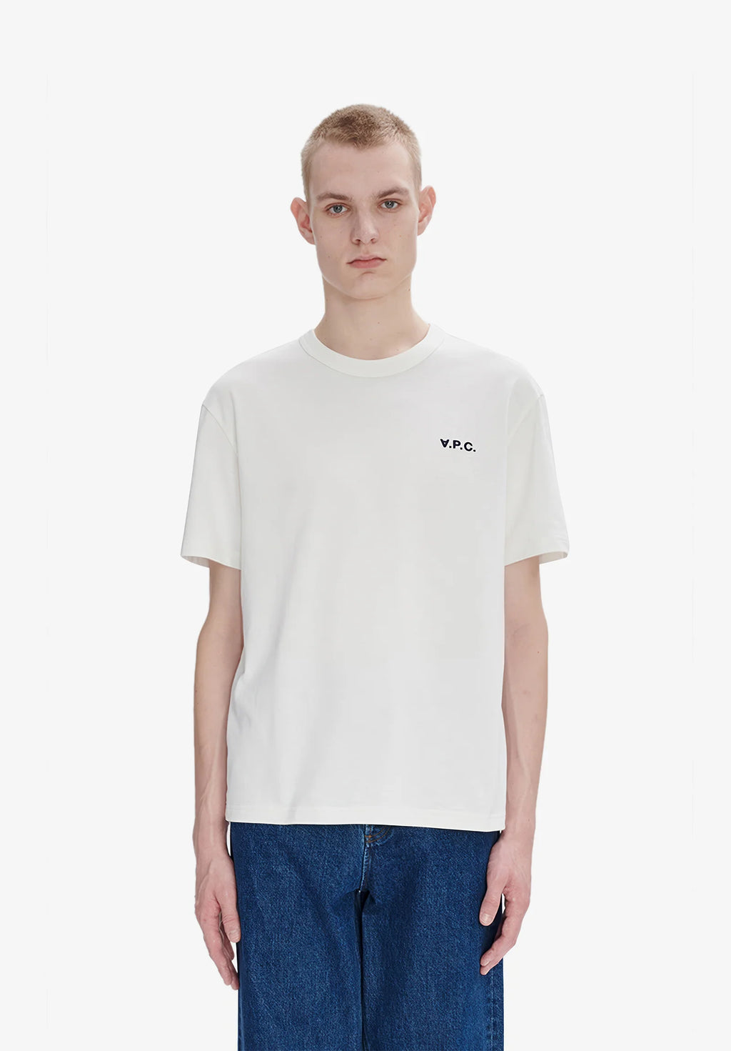 A.P.C. - T-shirt Boxy Petit VPC Blanc/ Dark Navy