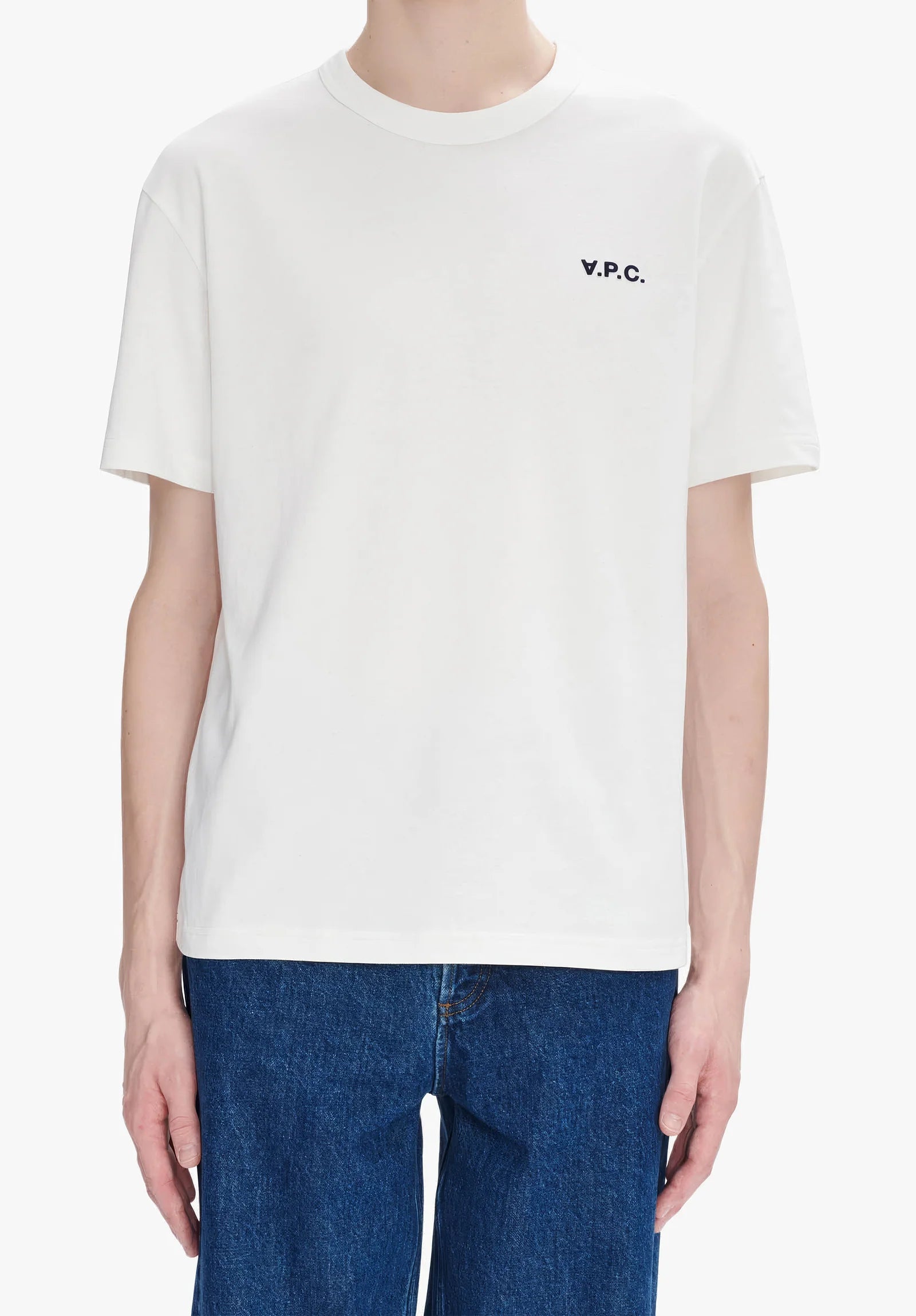 A.P.C. - T-shirt Boxy Petit VPC Blanc/ Dark Navy