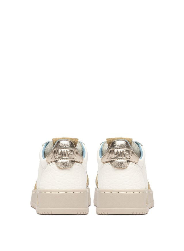 AUTRY - Basket Medalist Low cuir effet éléphant détails  black / platine / Spon