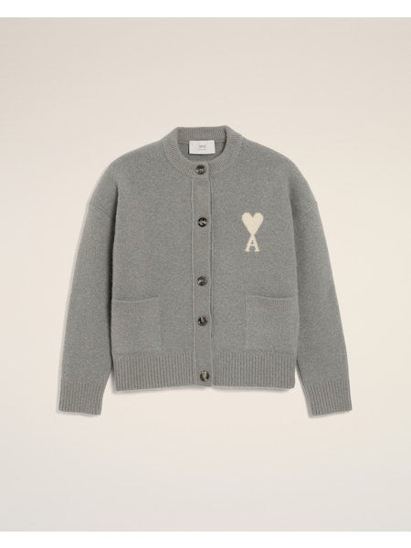 AMI - Cardigan Ami de Coeur Alpaga Gris/ecru