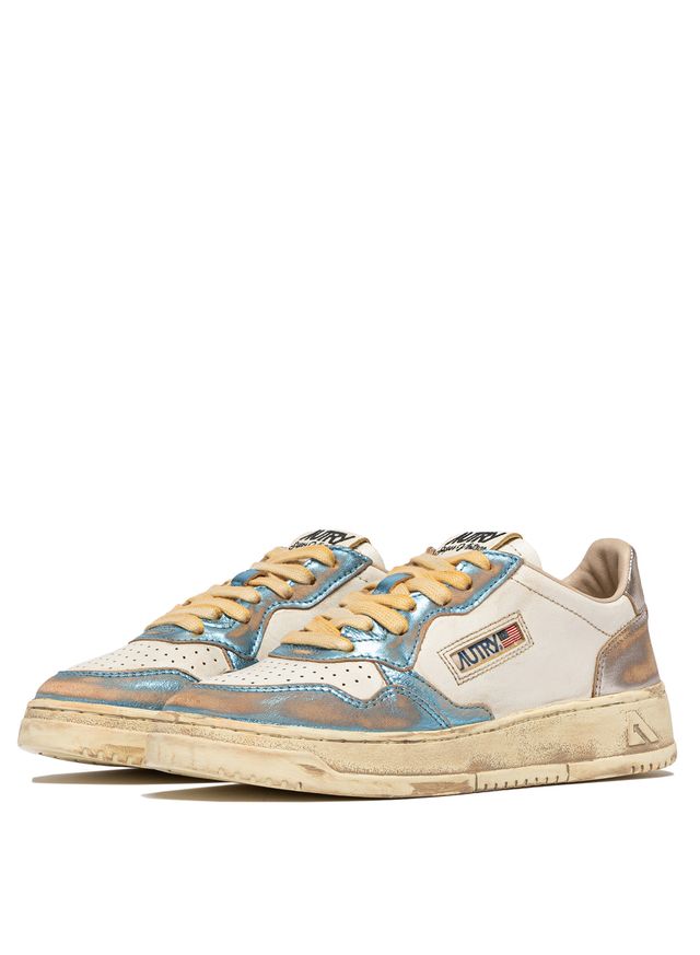 AUTRY - Basket Medalist Super Vintage en cuir Blue/Silver