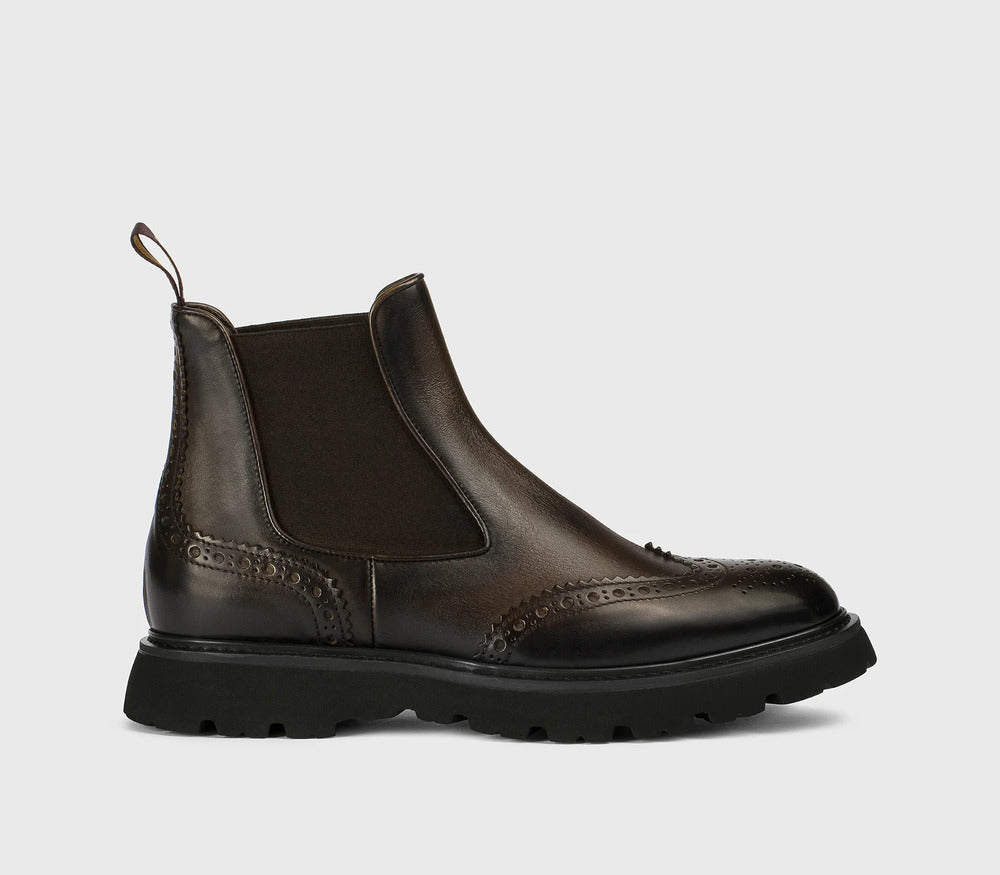 DOUCAL'S - Bottine en cuir brun foncé