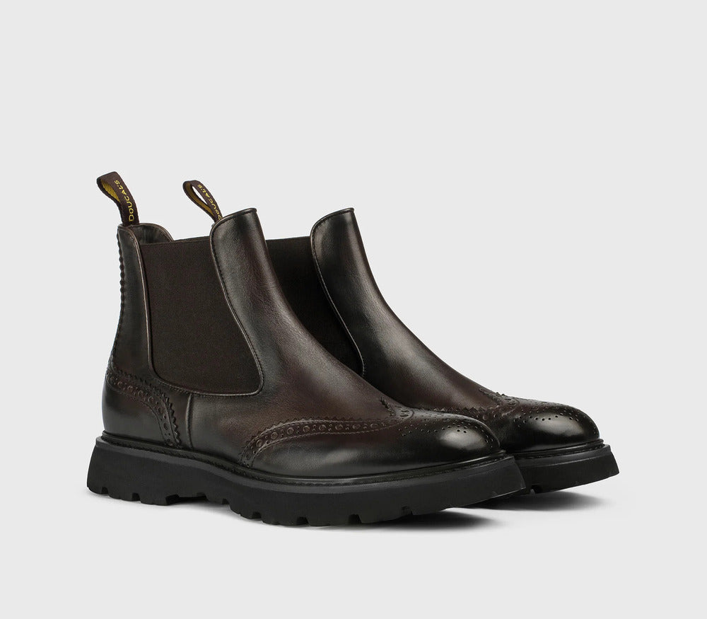 DOUCAL'S - Bottine en cuir brun foncé