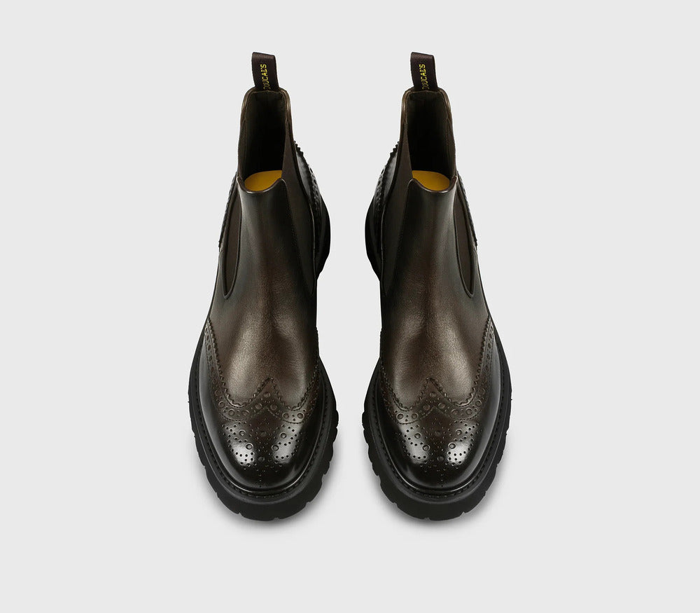 DOUCAL'S - Bottine en cuir brun foncé