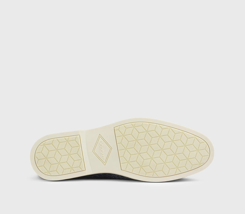 DOUCAL'S - Mocassin en daim tissé bleu