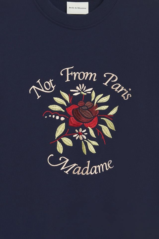 Drôle de Monsieur - Sweatshirt Slogan Fleurs Navy