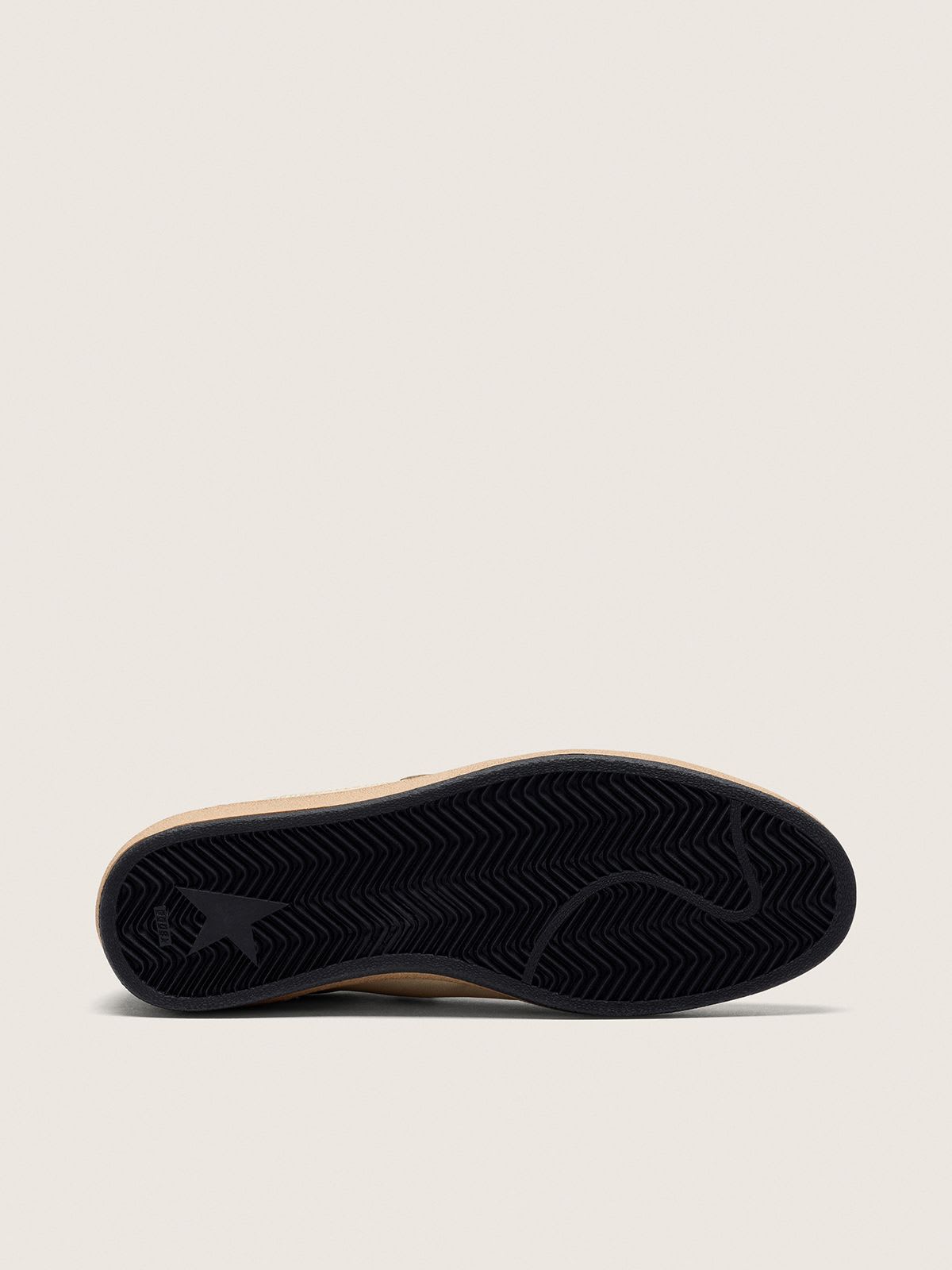 Golden Goose - Ball Star en Cuir Ecru Daim rouille et étoilé dorée