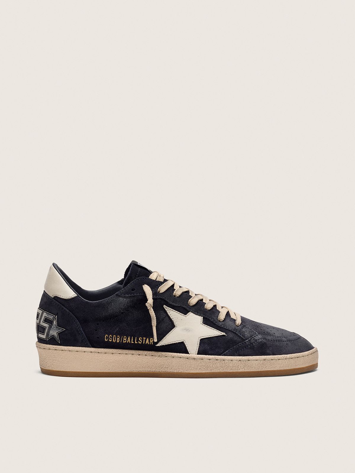 Golden Goose - Ball Star en Daim Bleu Marine avec étoile et contrefort Blanc