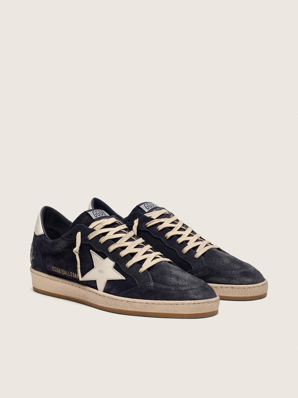 Golden Goose - Ball Star en Daim Bleu Marine avec étoile et contrefort Blanc