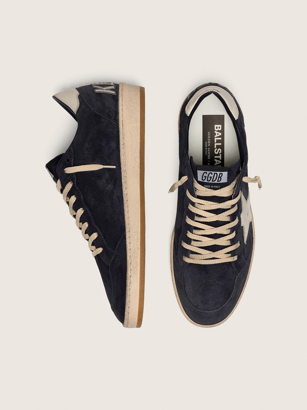 Golden Goose - Ball Star en Daim Bleu Marine avec étoile et contrefort Blanc