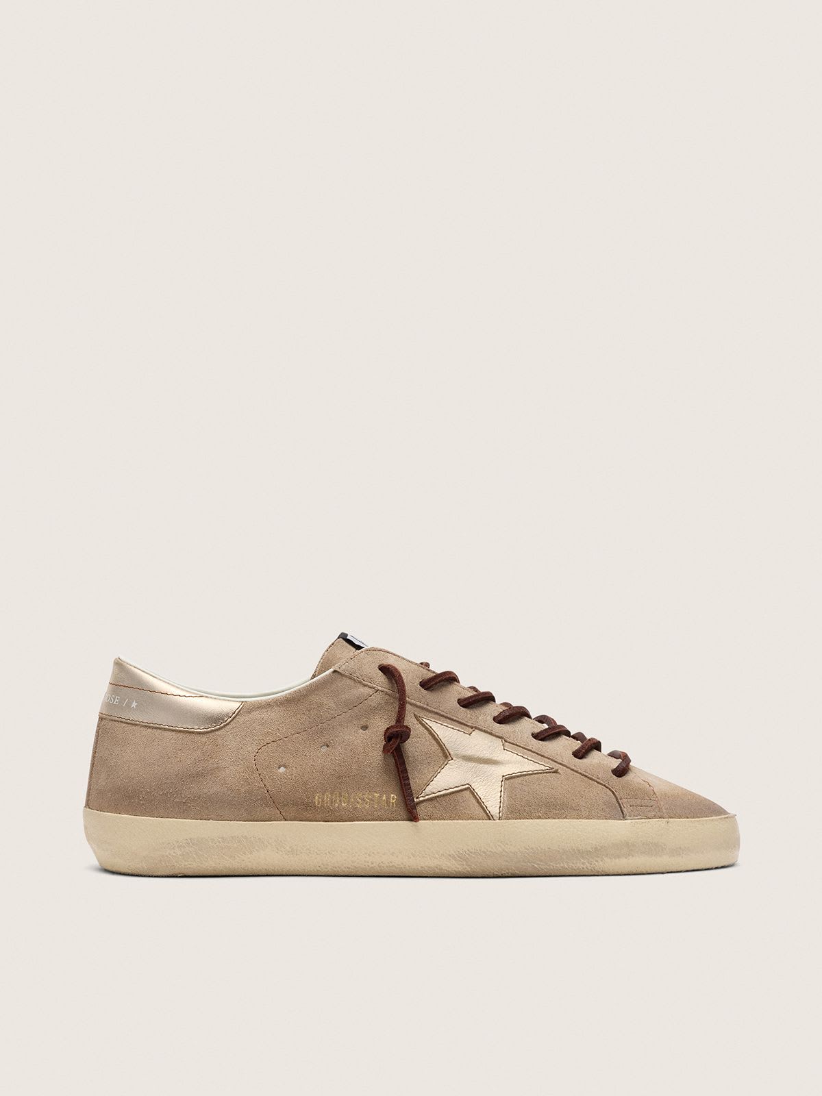 Golden Goose - Super Star en Daim Beige et étoile Or