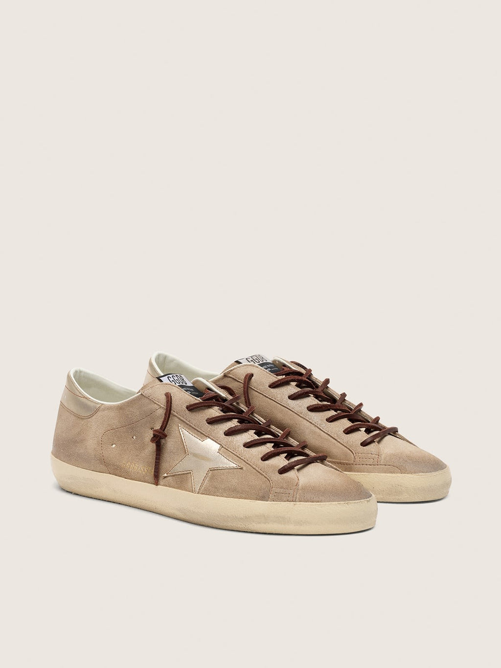 Golden Goose - Super Star en Daim Beige et étoile Or