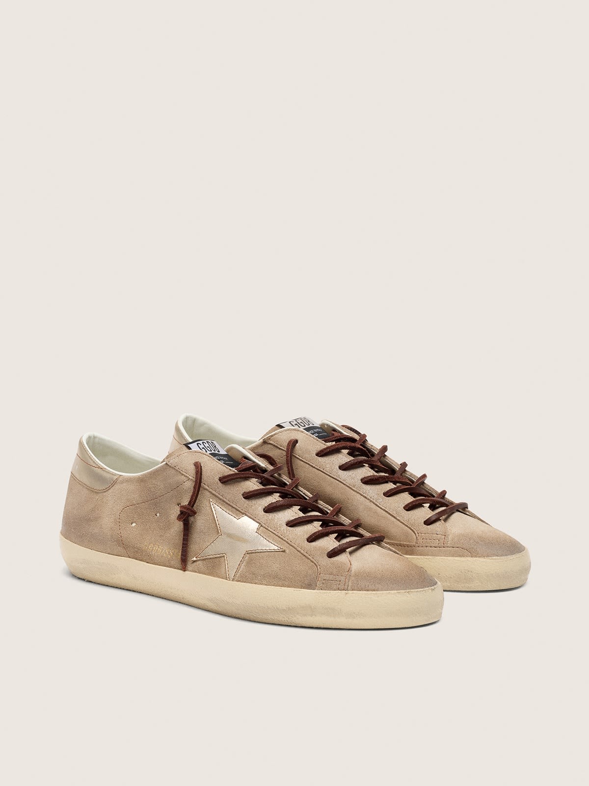 Golden Goose - Super Star en Daim Beige et étoile Or