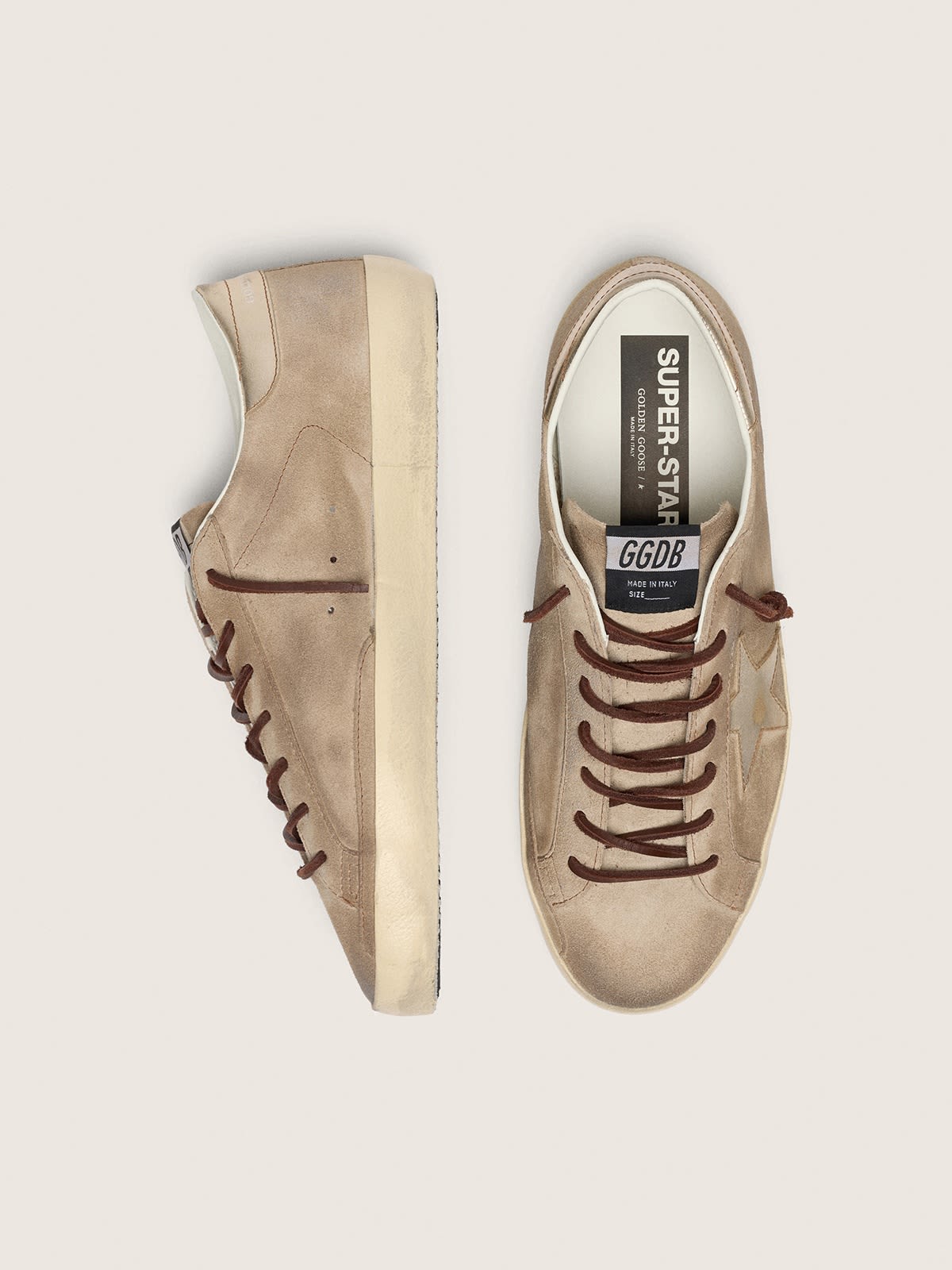 Golden Goose - Super Star en Daim Beige et étoile Or