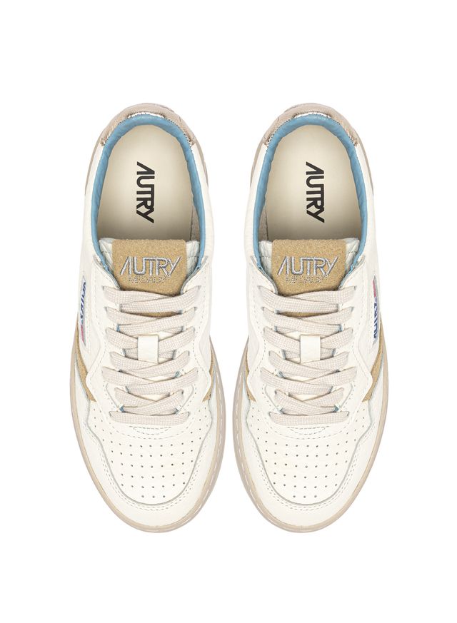 AUTRY - Basket Medalist Low cuir effet éléphant détails  black / platine / Spon