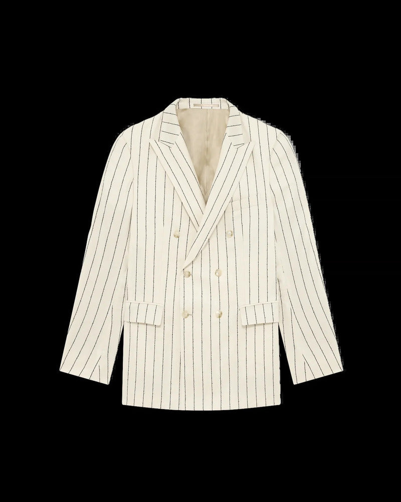 Drôle de Monsieur - Le Blazer Croisé Rayures Ecru