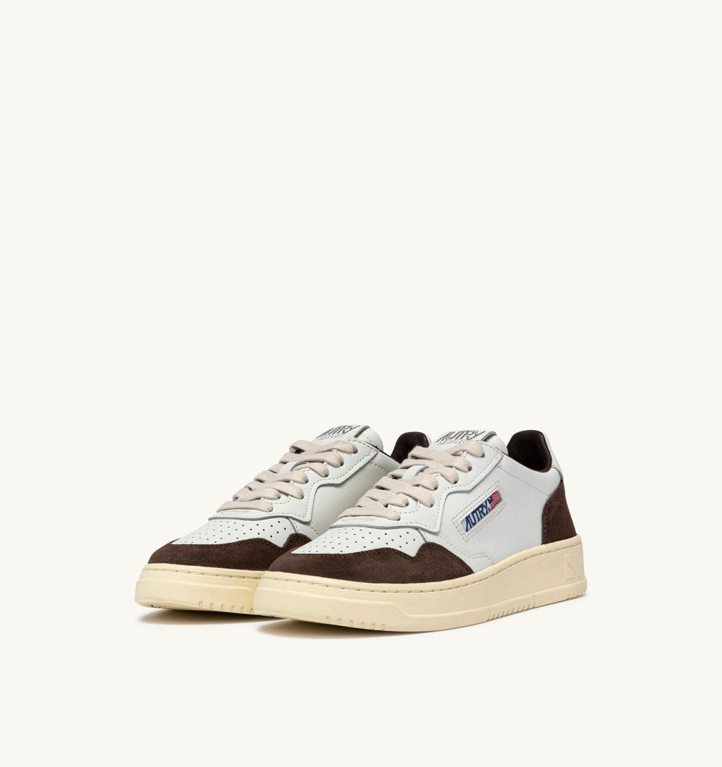 AUTRY - Basket Medalist Low Soft Leather/Suede White/Mogano