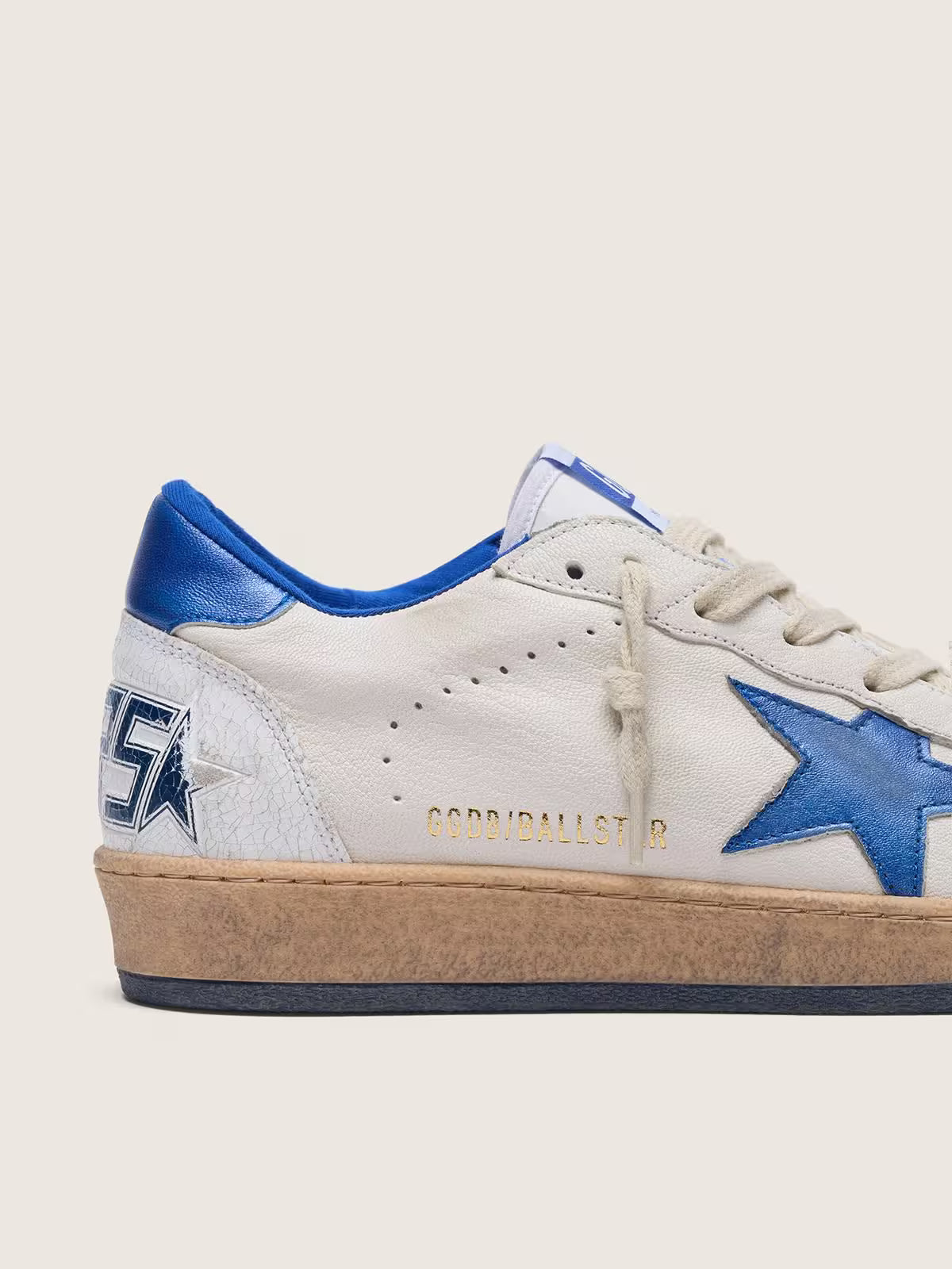 Golden Goose - Ball Star en Nappa blanc avec étoile et contrefort Bleus