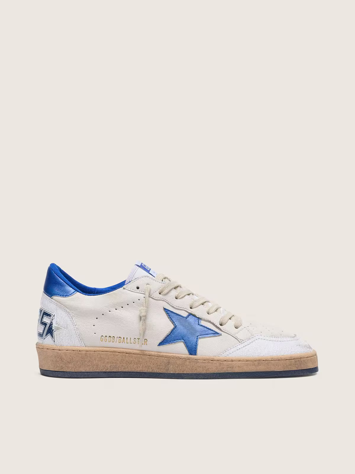 Golden Goose - Ball Star en Nappa blanc avec étoile et contrefort Bleus