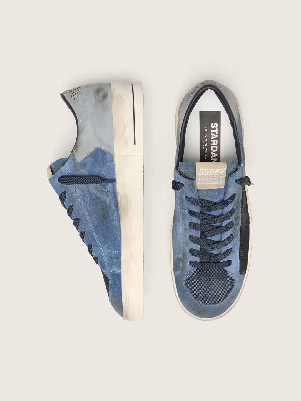 Golden Goose - Stardan cuir velours bleu et étoile Blanche