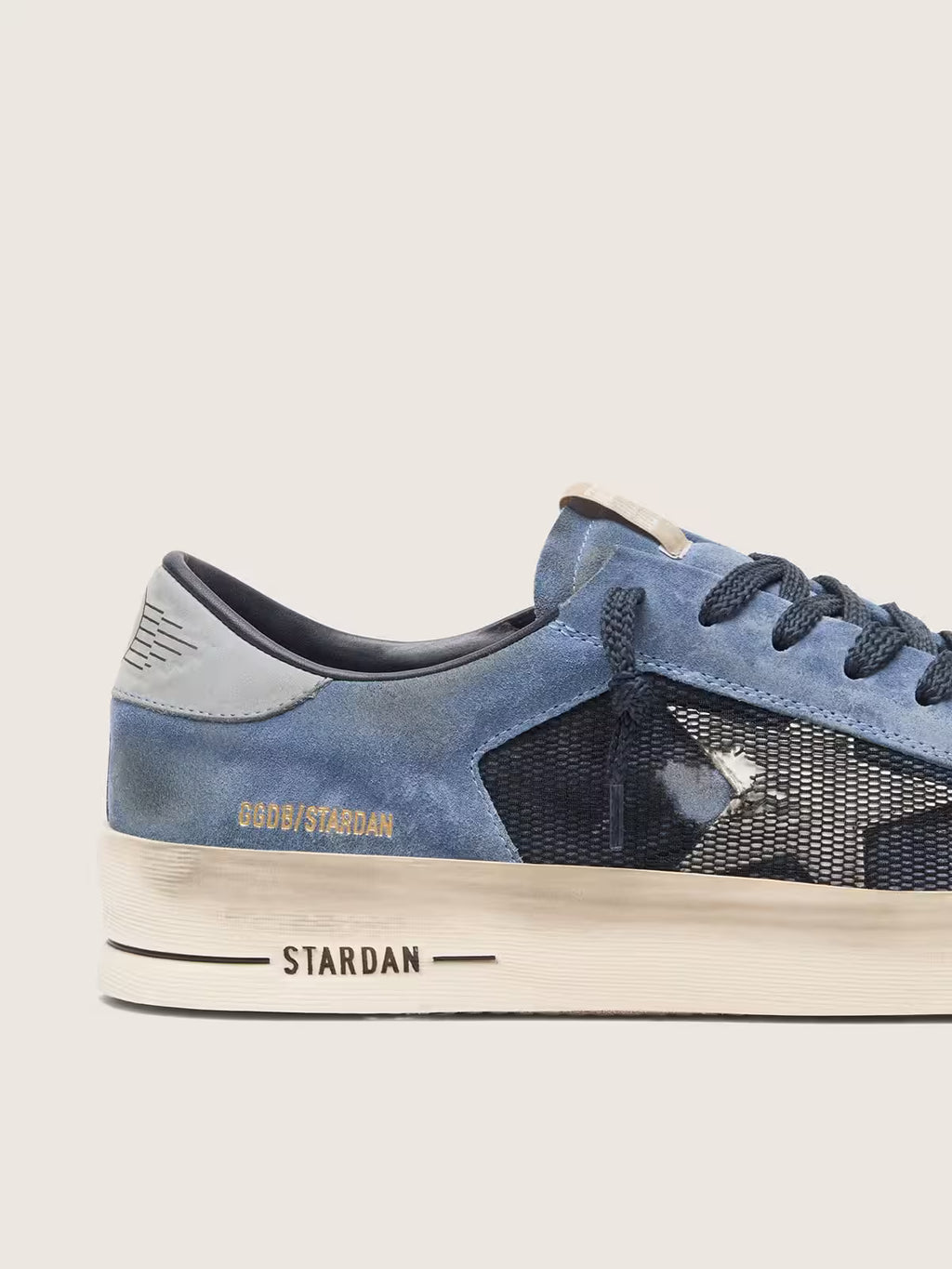 Golden Goose - Stardan cuir velours bleu et étoile Blanche